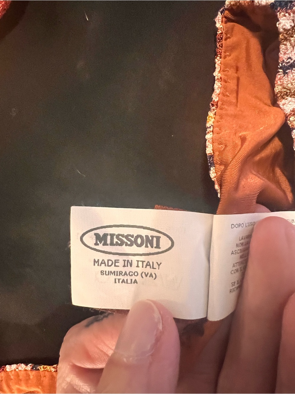Missoni Orange Multi Wave Print Triangle Bikini - Picture 4 of 10